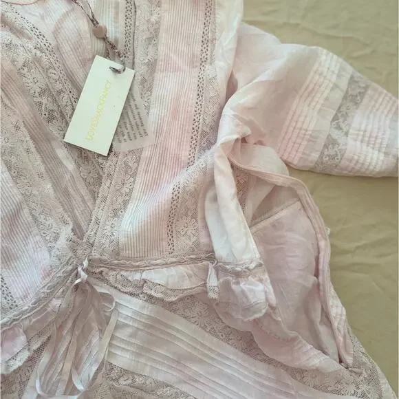 LoveShackFancy Blush Maxi Dress with Ruffle Sleeves - Picture 8 of 11